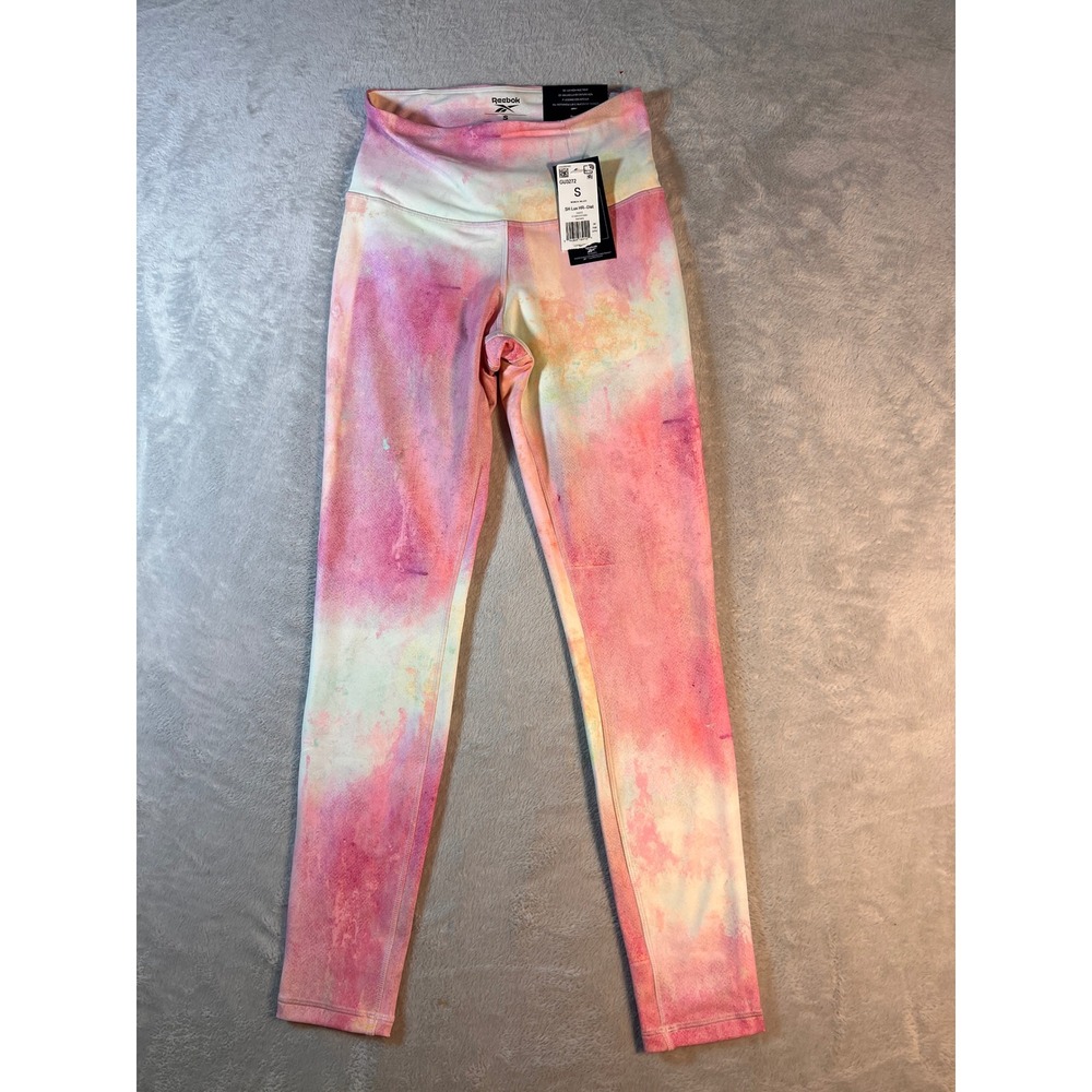 Reebok Women's Lux High-Rise Distorted Film Tights Leggings Frost Berry‎ S